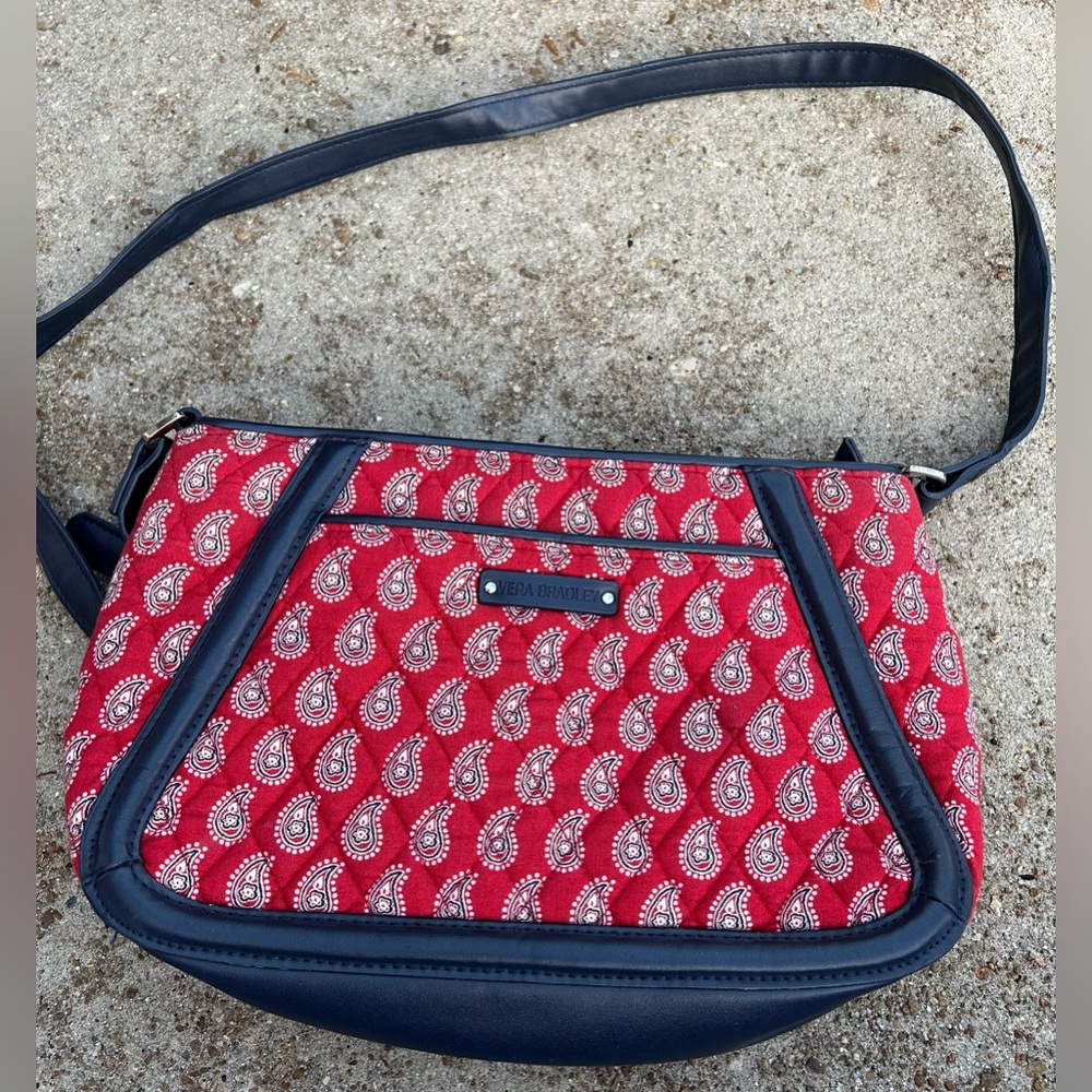 Vera Bradley Red and Navy Paisley Crossbody Bag